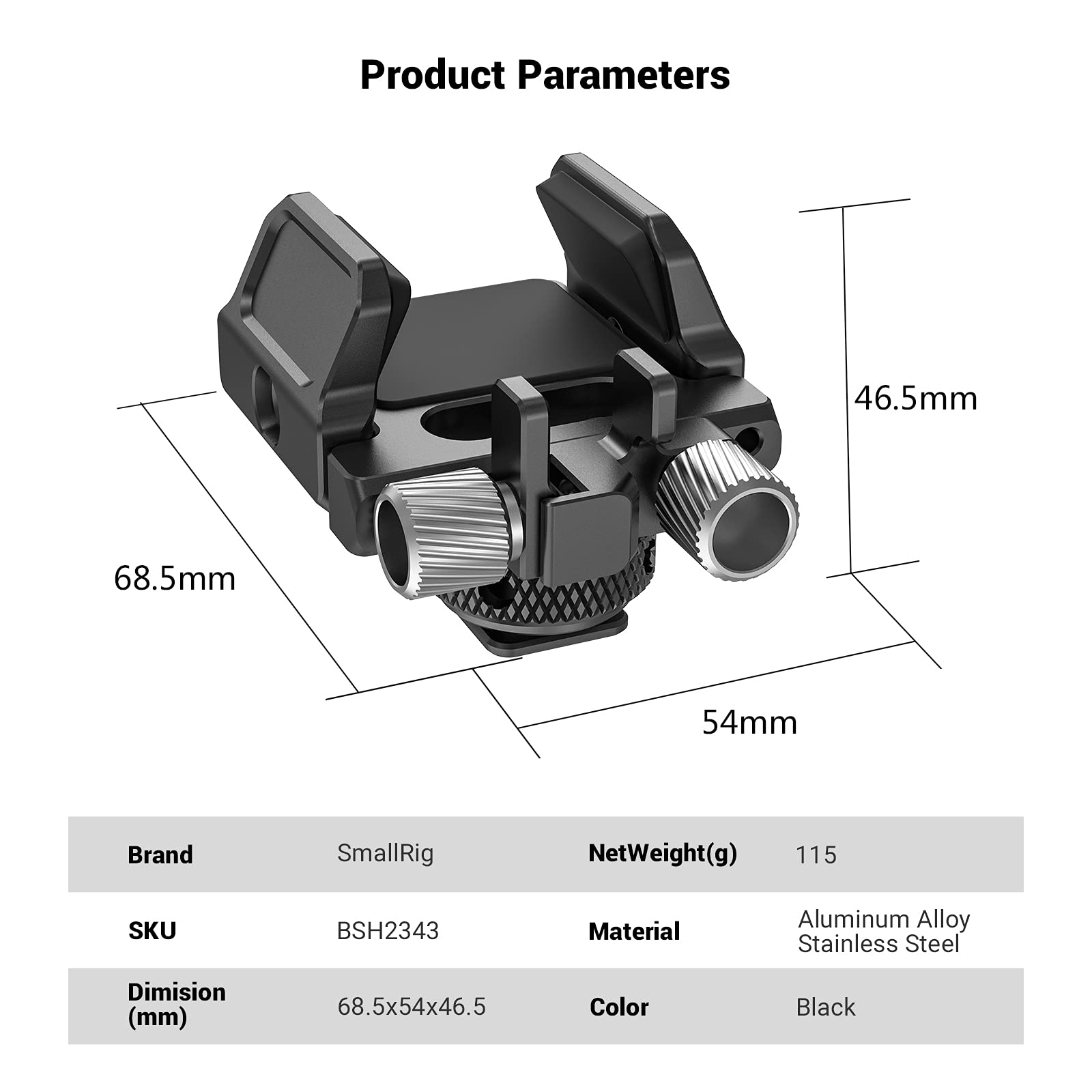 SMALLRIG SSD Mount Bracket SSD Holder for Samsung T5, for SanDisk, Compatible with Cage for BMPCC 4K & 6K, for Z Cam E2 & for Sigma fp, for iPhone 15 Pro Max Phone Cage