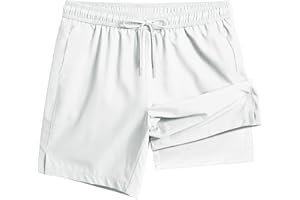 TENGINE Men's Swim Trunk 5" with Compression Liner 5 Inch Quick Dry Board Shorts Zipper Pocket