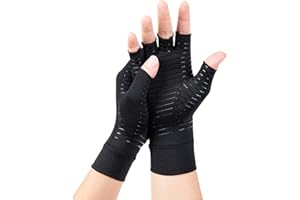 Inscool Copper Compression Gloves: Fingerless Arthritis Pain Relief for Carpal Tunnel, Rheumatoid & Tendonitis - Men & Women