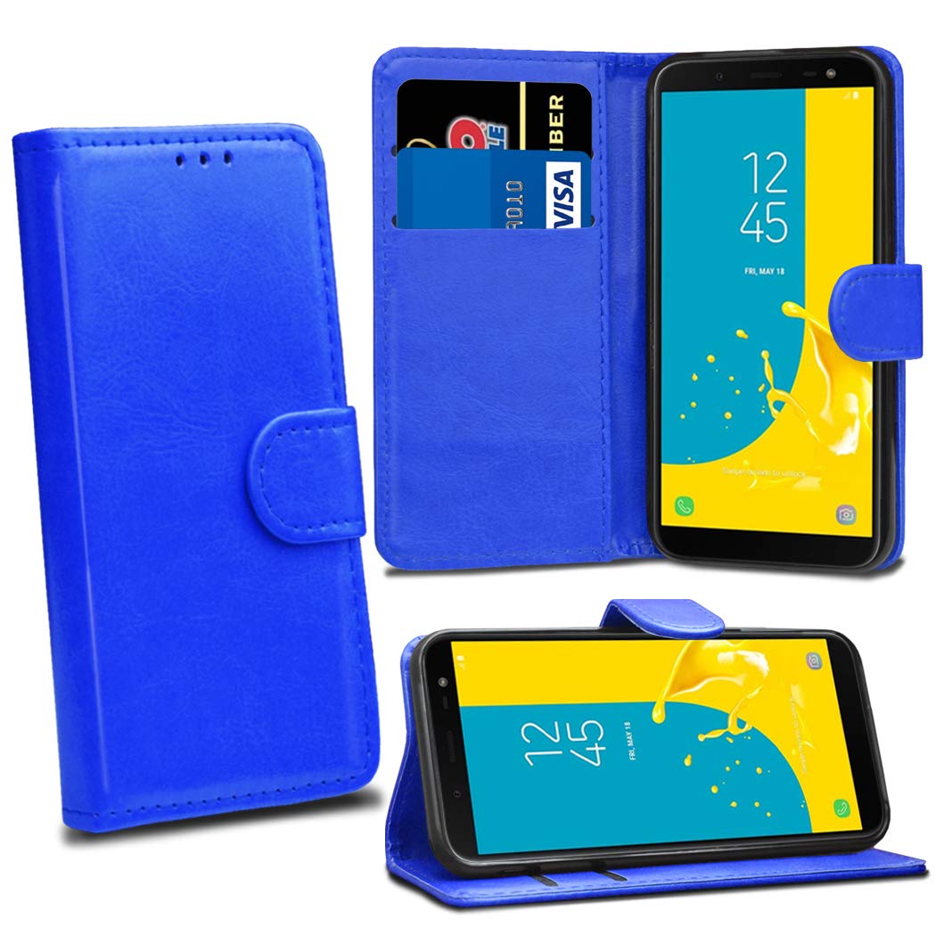 Samsung Galaxy J6 2018 J600F Cases - Blue Premium Wallet Leather Flip Case Cover For Samsung Galaxy J6 2018 [Card Holder] [Magnetic Closure]