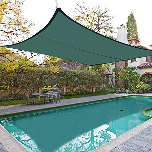 Shade&Beyond 8'x10' Rectangle Sun Shade Sail Canopy for Patio with D rings - 3rd Generation (Dark Green)