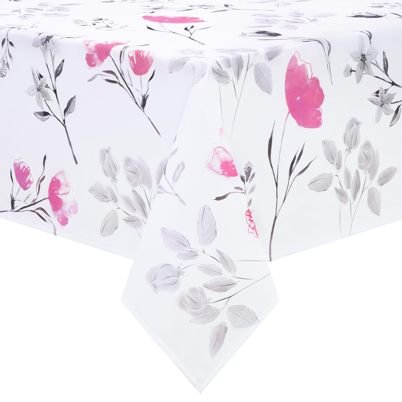 Photo 1 of Likiyol Floral Tablecloth 60x120 Inch Rectangle, Flower Decoration Table Cloth for Spring Summer, Waterproof Fabric Wrinkle Free Table Cover for Kitchen, Dining Room, Party, Picnic, Camping, Pink