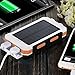 Solar Charger, Solar Power Bank 20000mAh Waterproof Portable External Battery USB Charger Built in LED light with Compass for iPad iPhone Android Cellphones (White & Orange)
