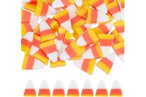 CRAFTYMELODY Lot de 50 mini cabochons en résine en forme de maïs de bonbons d'Halloween à dos plat pour décoration d'Hallowee