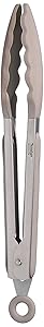Tovolo Kitchen Cooking Stainless Steel Tongs 9" with Silicone Grip & Easy Lock Mechanism for Serving, Salad, and Ice, Slate Gray