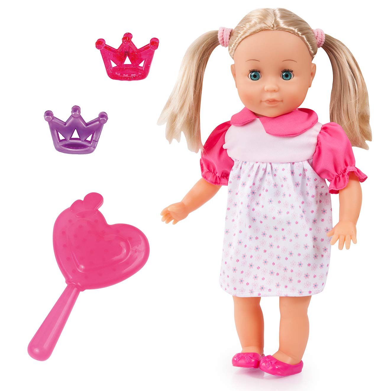 Bayer Design 93335AJ Charlene Functional Doll, Interactive Doll with Sleeping Eyes, Speaks 50 Sentences, 33 cm, Accessories, Blonde Hair