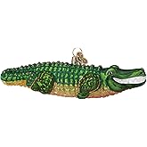 Old World Christmas Alligator Glass Blown Ornament for Christmas Tree, Handcrafted Holiday Decoration, Wildlife Animal Collection
