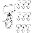 QWORK Swivel Snap Hooks, 10 Pack Heavy Duty Trigger Snaps, Nickel Plated Eye Closure Spring Hook
