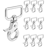QWORK Swivel Snap Hooks, 10 Pack Heavy Duty Trigger Snaps, Nickel Plated Eye Closure Spring Hook