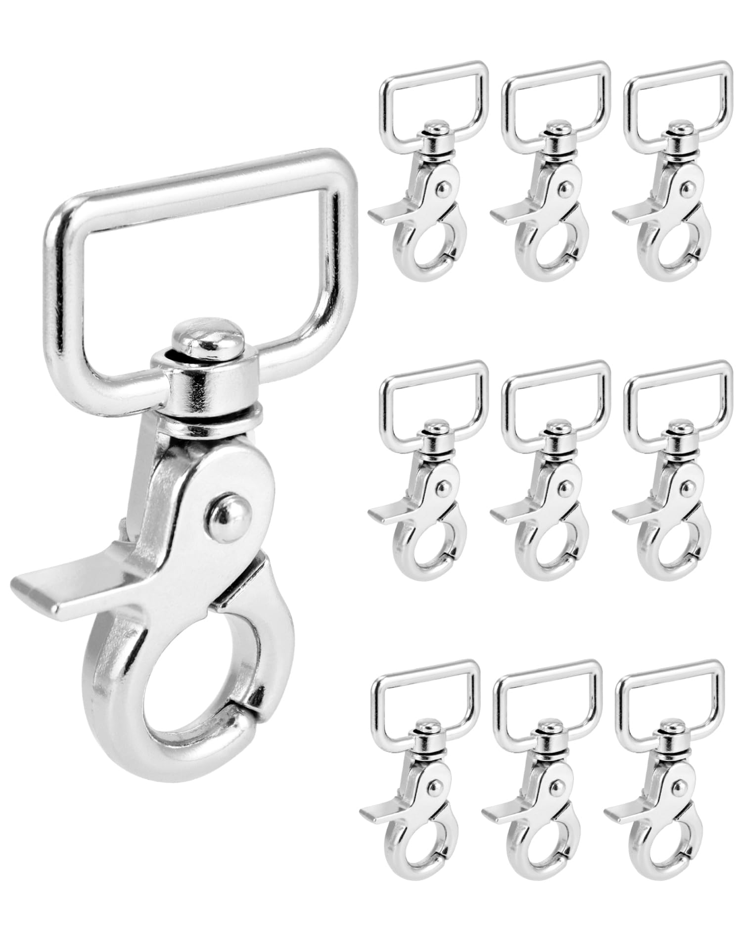 Photo 1 of QWORK Swivel Snap Hooks, 10 Pack Heavy Duty Trigger Snaps, Nickel Plated Eye Closure Spring Hook