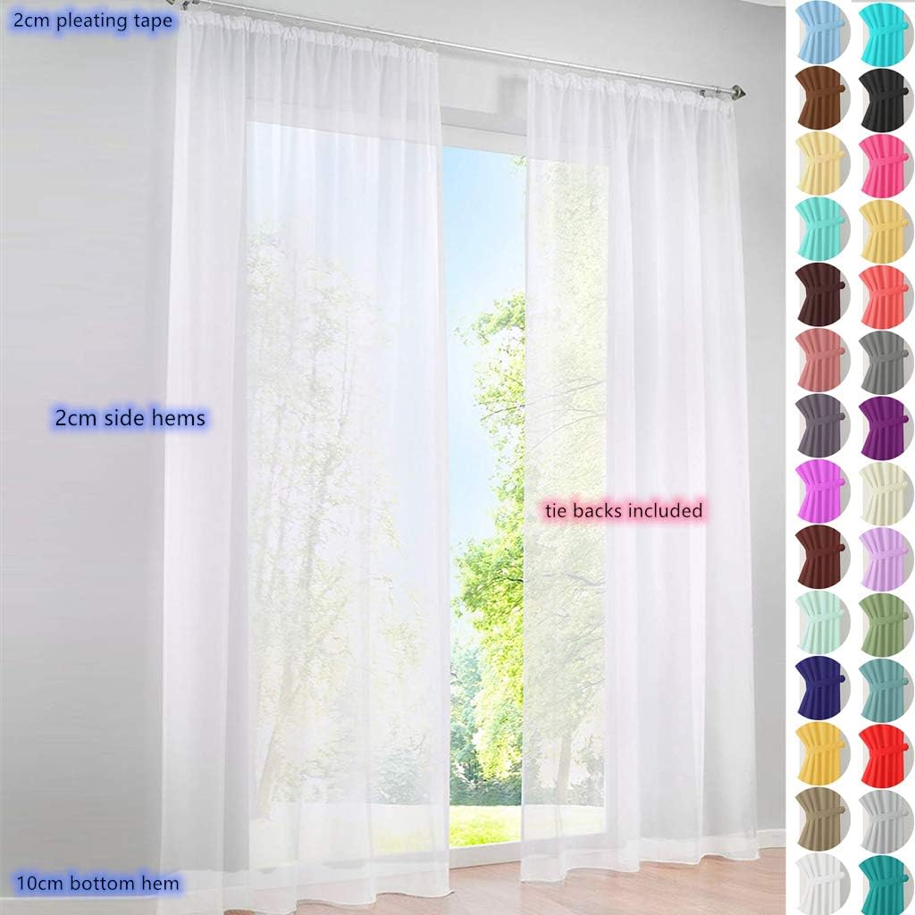 Megachest gathering tape voile curtain(Pure White W 56" x L 90" (2 Panels) - Image 3