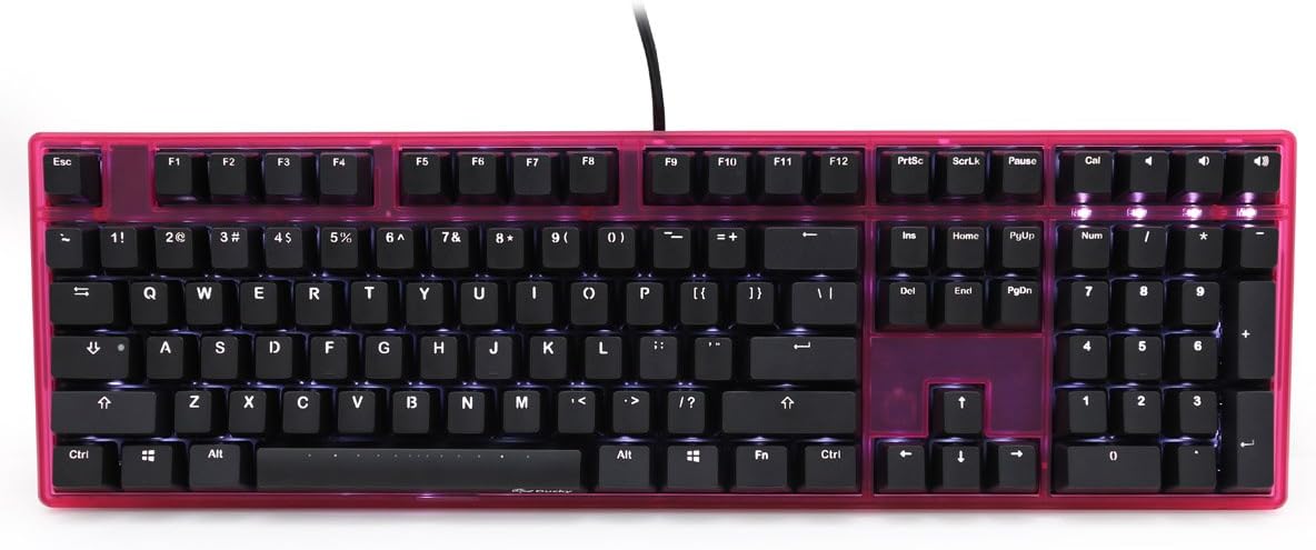 Ducky One Transparent Pink Case White LED Backlit Keyboard (Brown Switch)