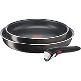 Tefal Ingenio L1509202 Frying Pans 24/28 cm, Removable Handle, Non-Induction, Non-Stick Coating, Stackable, Dishwasher Safe, 
