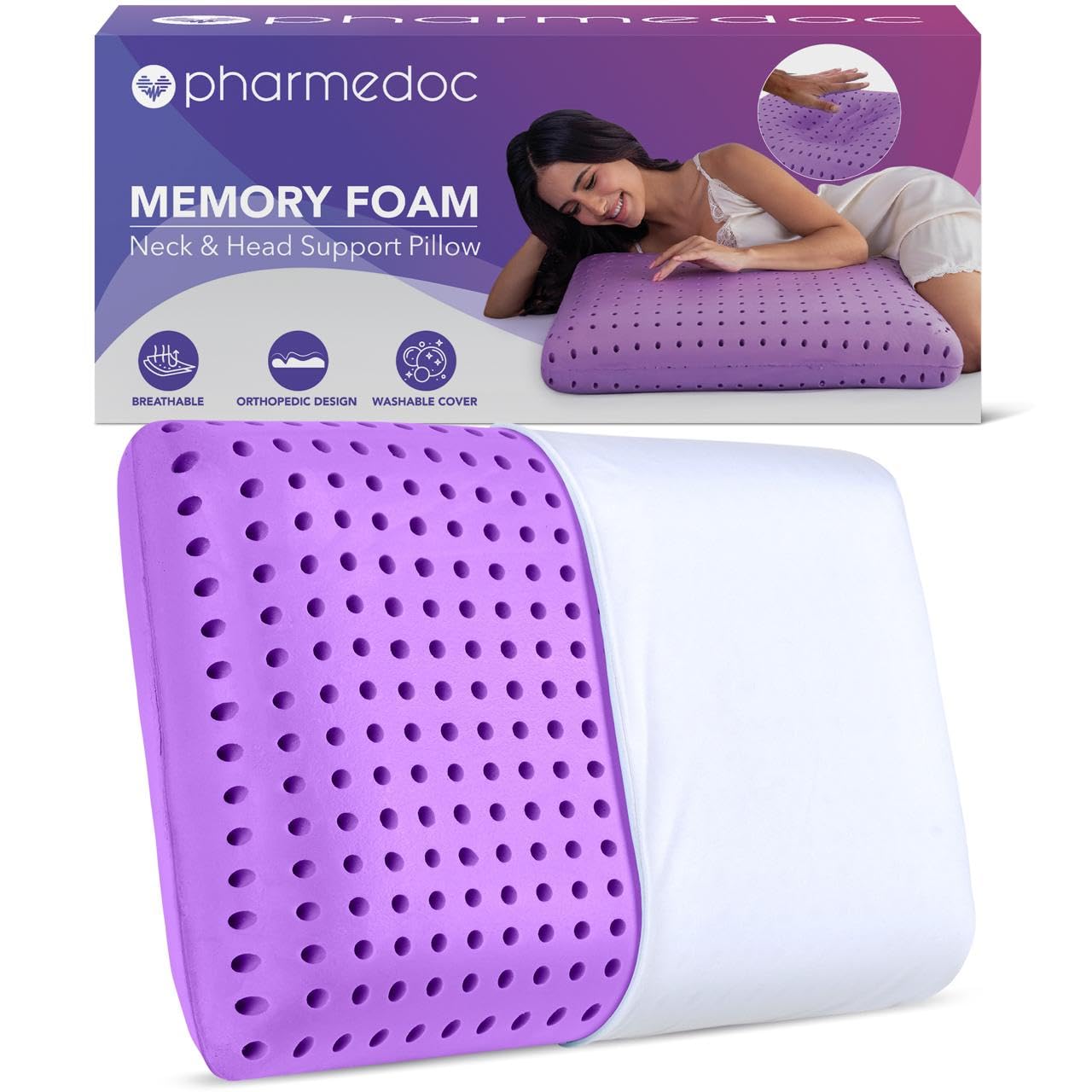 Pharmedoc Cooling Memory Foam Bed Rest Pillows, 1