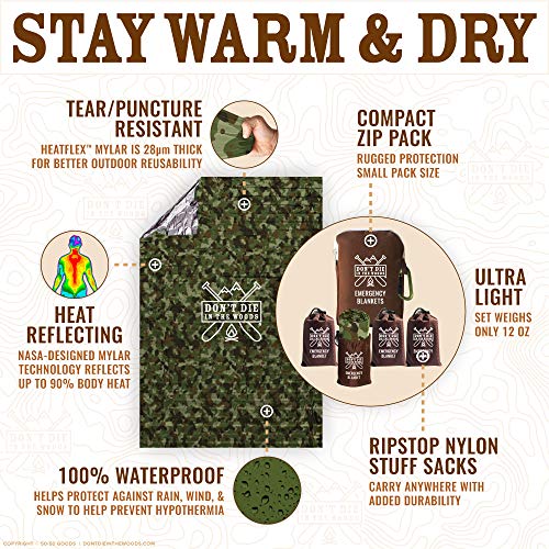 World’s Toughest Emergency Blankets [4Pack] ExtraThick Thermal Mylar