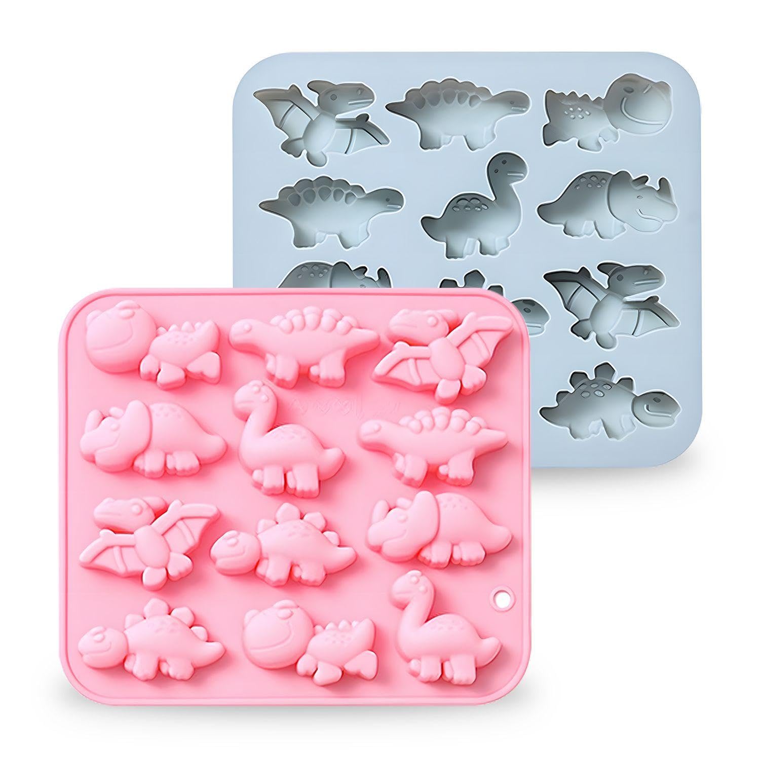 XMNIVATE 2Pcs Cake Mold, Silicone Ice Cube Tray, Kids Ice Cube Tray, Gummy Bear Mold, Silicone Dinosaur Mold