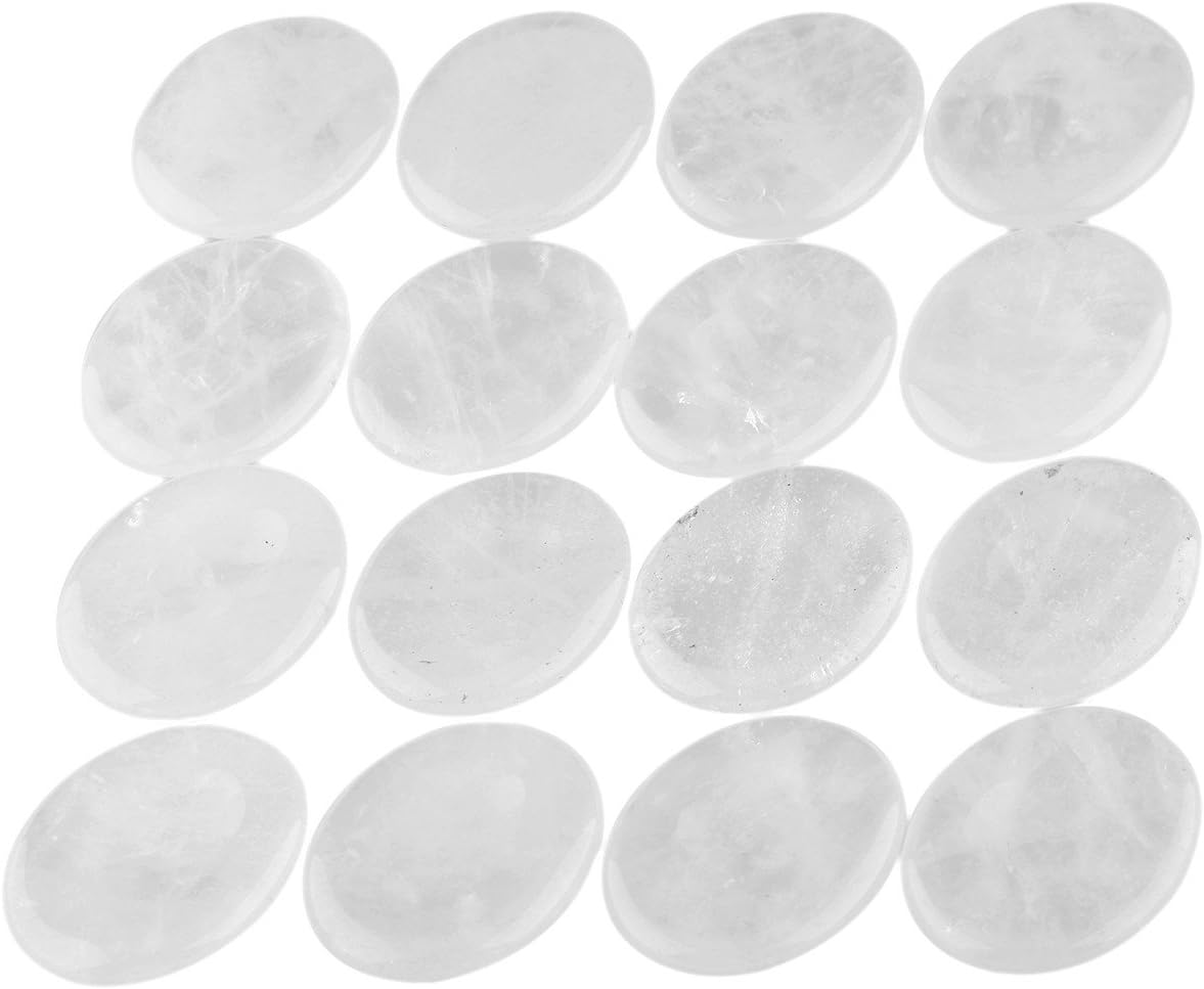 Shanxing Pack of 2 Natural Clear Quartz Thumb Worry Stones for Anxiety Stress Relief Oval Pocket Palm Tumbled Stones Reiki Healing Thumb Crystal Gift for Mum Women Chakra Meditation with Gift Box - Image 5