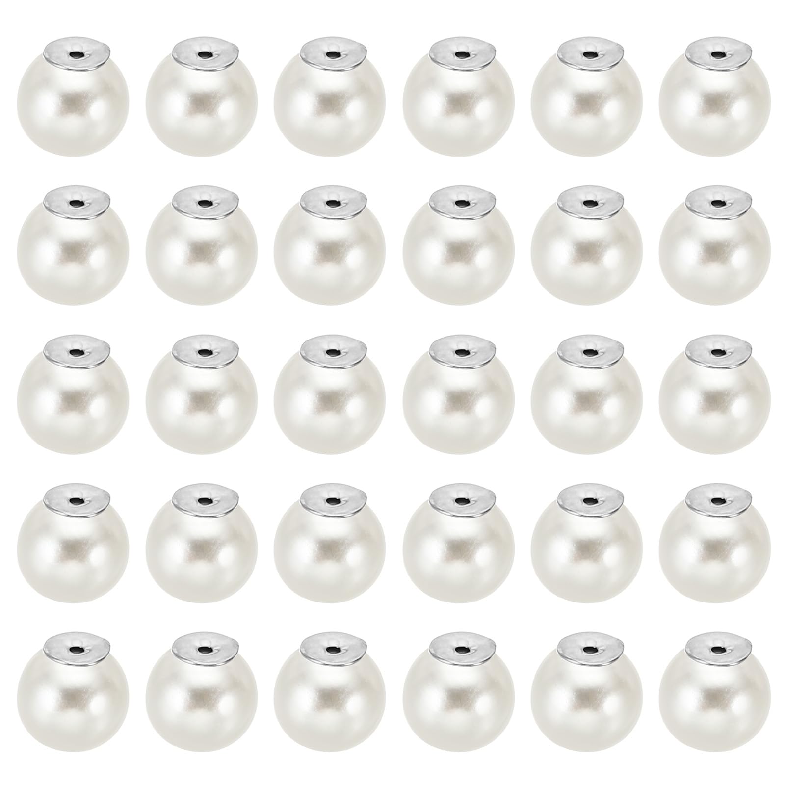 PATIKIL 12mm Backs, 100 Pcs Pearl Backs Replacements Backing Locking Supports Large Faux Pearl Charm for Studs Heavy Ears Ear Lifting Making, Silvery Beige