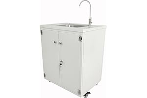 Steel Cabinet Portable Sink Self-Contained Hand Wash Station Mobile Sink Water Fountain 110V/12V Powered Built-in Pump Cabine