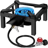 BESTFIRE Propane Burner, 100,000 BTUs High Pressure Single Propane Stove - Upgraded Heat Shield, 4.1ft Adjustable Hose with Regulator, Gas Stove for Outdoor Cooking, Turkey Fry, Seafood Boil