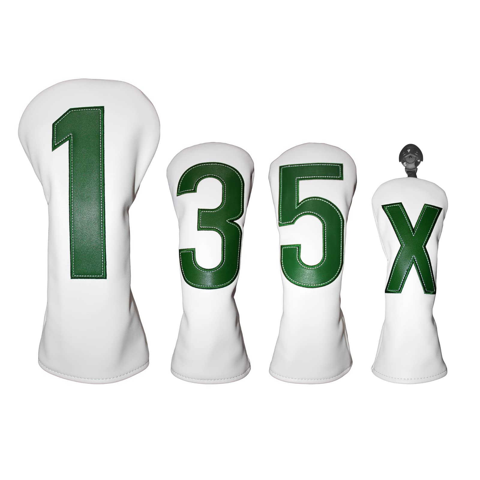 Andux 4Pack/set PU Large Number Golf 460cc Driver Fairway Woods Club Head Covers White