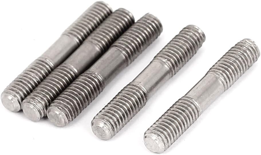 M5x30mm 304 Stainless Steel Double End Threaded Stud Screw Bolt 5Pcs