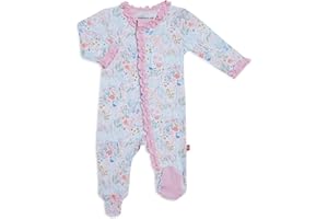 Magnetic Me Girls Modal Magnetic Baby Footie Pajamas | Silky Soft Modal Fabric | Baby Sleepers Available Sizes PRE - 24M