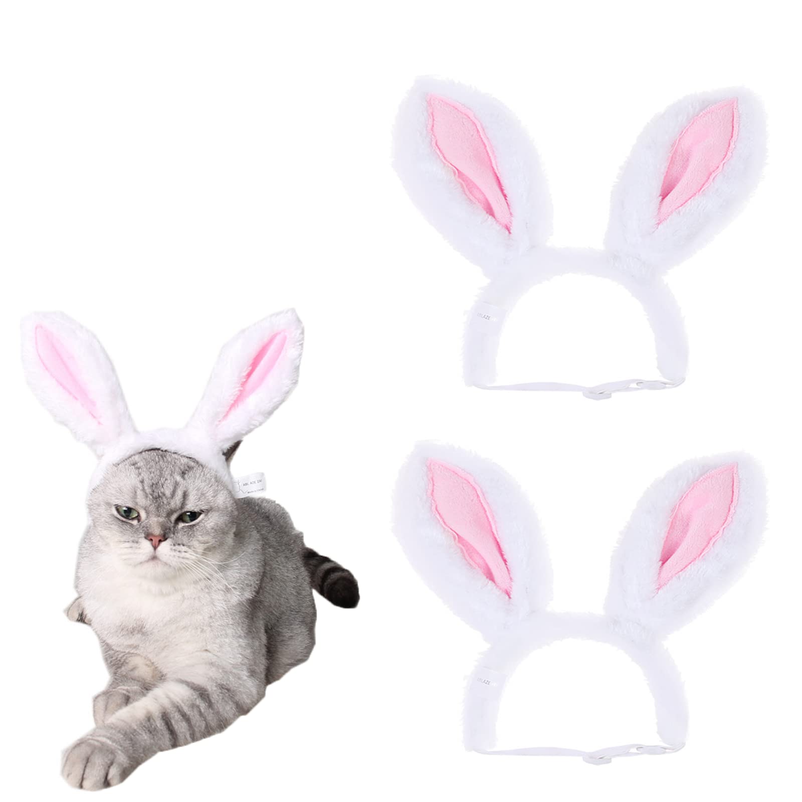 Golden Apple 2 Pcs Christmas Pet Headband Fluffty Bunny Ears Headband Easter Party Puppy Headwear Supplies for Cat Dog (S)