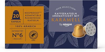 Aluminium-Kaffeekapseln mit Karamellgeschmack, kompatibel mit Nespresso, 20 Stück (1 Packung mit 20 Stück) – Rainforest Alliance-zertifiziert