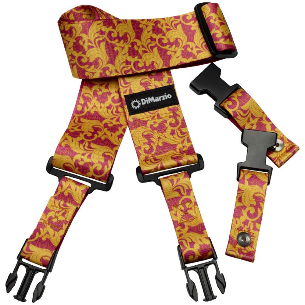 DiMarzio® ClipLock® Steve Vai UtoPIA, Quick Release Guitar Strap, 2", Pink/Gold