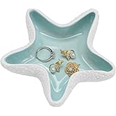 Jewelry Dish Tray For Coastal Beach Room Decor,Cute Ceramic Ring Holder Gift For Women Sister Mom Friend ,Decorative Trinket Jewelry Organizer Tray For Rings Earrings Necklaces ets (Blue starfish)