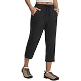 baleaf Women's Capri Pants with Zipper Pocket Lightweight Quick Dry Water Resistant Hiking Pants Adjustable Ankle Cuff