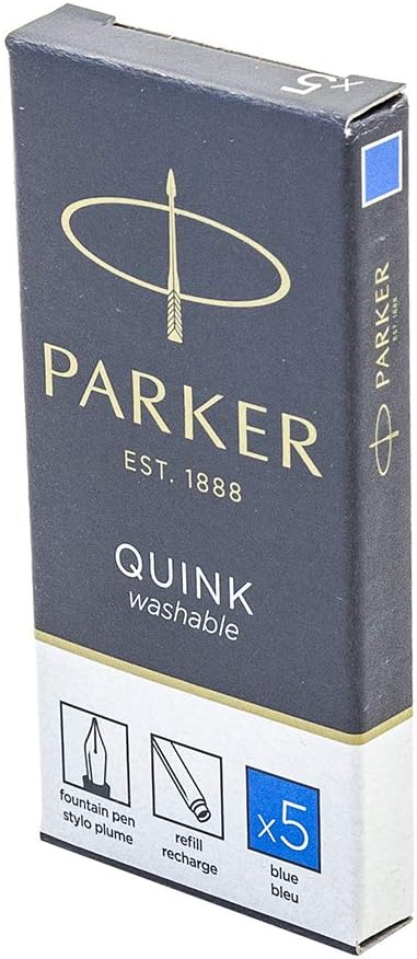 Parker Quink Fountain Pen Refills, Long Cartridges Washable Blue Ink, Pack of 20 with Polishing Cloth, 20 Count (Pack of 1) - Image 4