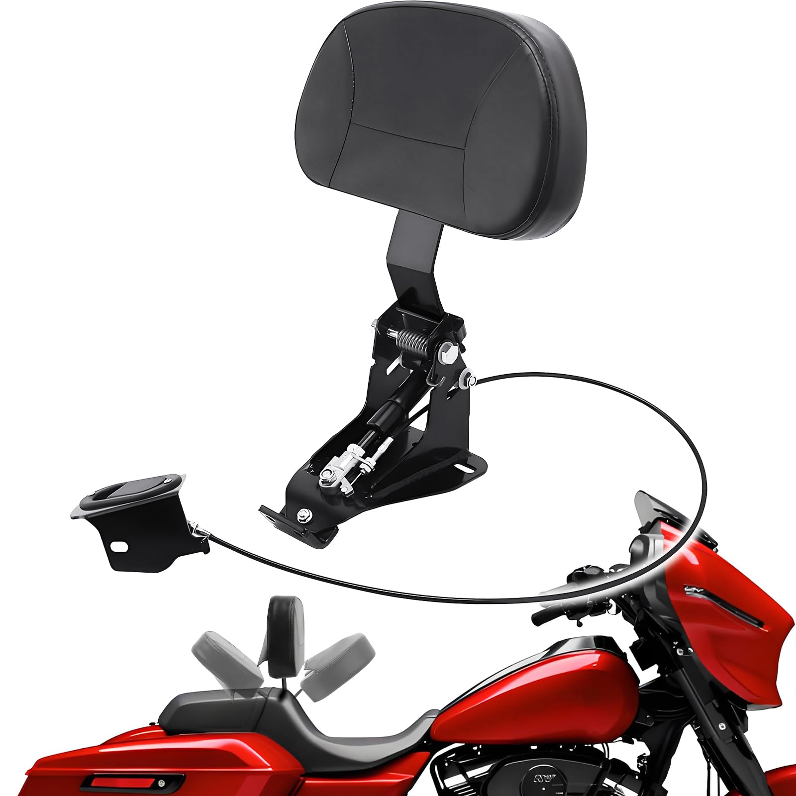 Photo 1 of Adjustable Rider Backrest for Touring 2009-UP, Front Driver Back Rest Foldable Pad Seat Kit for Harley Davidson CVO Street/Road/Electra Glide Road King Ultra Limited FLHR FLTRX FLHX FLHT Accessories