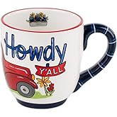 Glory Haus Handpainted Texas Flag Howdy Truck Ceramic Coffee Mug - 16oz Mugs for Hot Chocolate, Tea, and Coffee, Perfect Kitchen Home Decoration, Ideal Gift for Christmas, Unique Coffee Cup