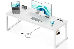 Coleshome 71 Inch Computer Desk with USB Ports, Large Office Desk, Long Study Student Writing Desk, White