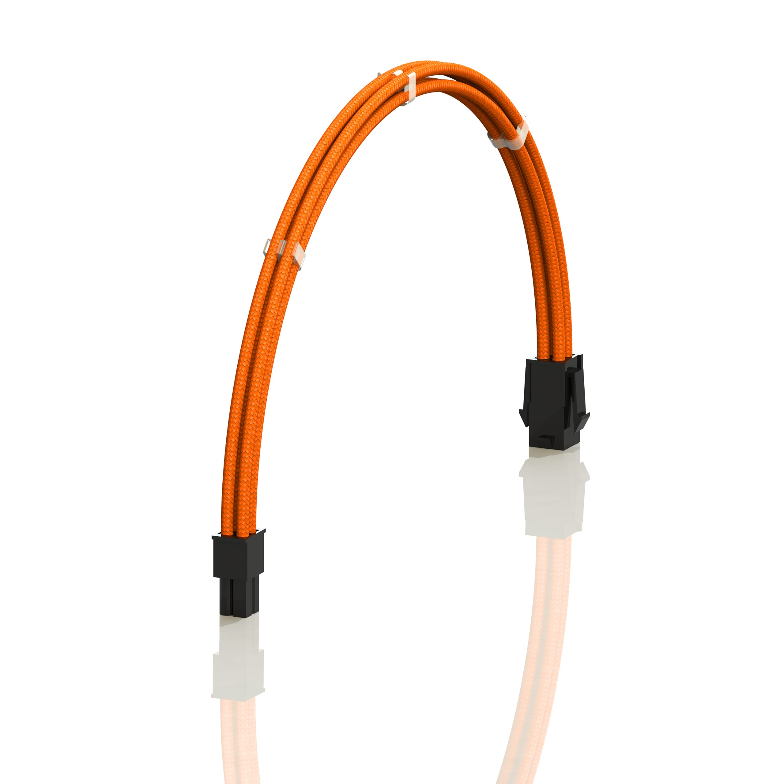 LINKUP - AVA 30cm EPS 4 Pin CPU ATX Motherboard PSU Power Supply Braided Sleeved Custom Mod PC Extension Cable w/Combs | Strong & Stiff Design | Single Pack | 300mm - Orange