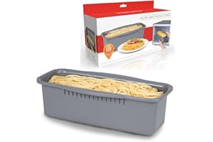 Perfect Life Ideas Microwave Pasta Cooker with Strainer Lid - No-Mess Microwave Noodle Cooker with Lid and Measuring Tool for Al-Dente Pasta, Cooks up to 4 Servings