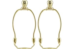 MARRTEUM 5-Inch Height Lamp Shade Harp Holder Fitter with Ball Finial Knob and Saddle Base for Table and Floor Lamps, 2.98-Inch Width (2set Gold)