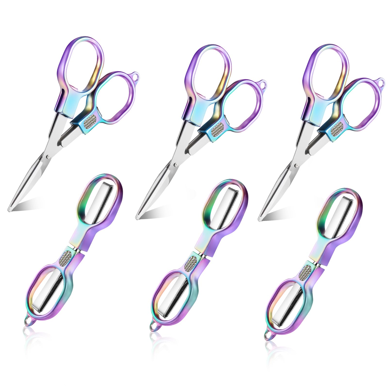 Photo 1 of 3 Pack Safe Mini Folding Scissors - Portable Stainless Steel for Travel, Craft, Office, Home & Sewing, Nurse Essentials