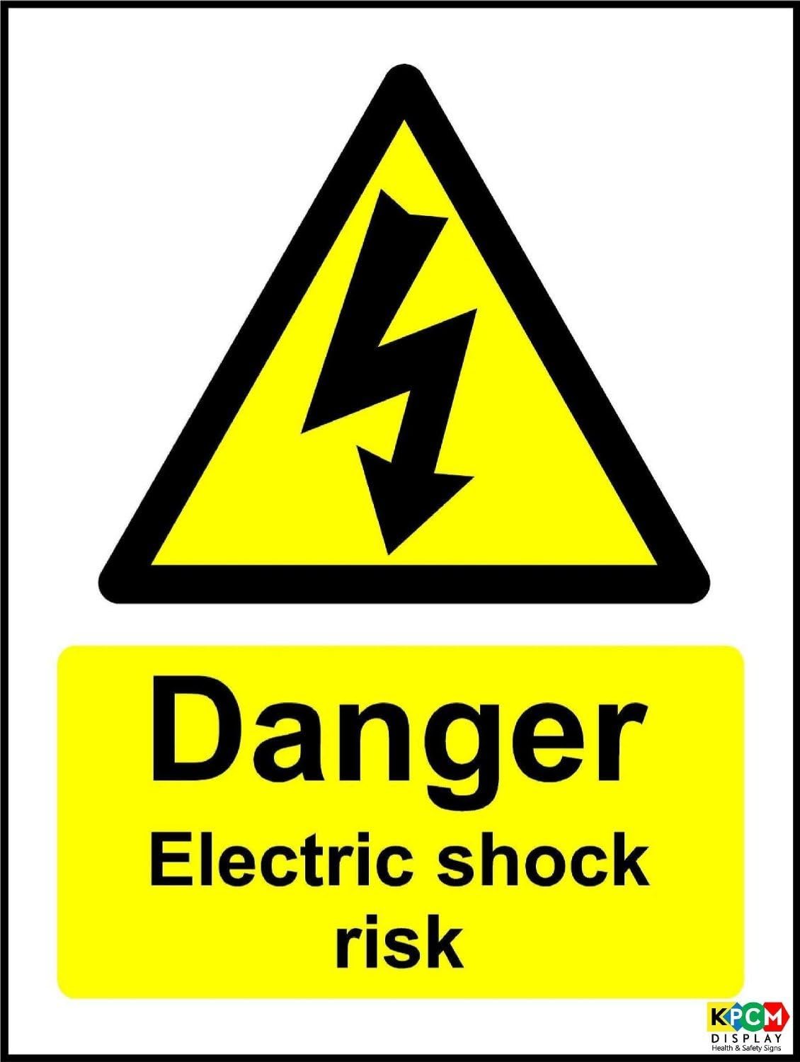 Danger Electric Shock Risk Safety Sign Self adhesive sticker 150mm x