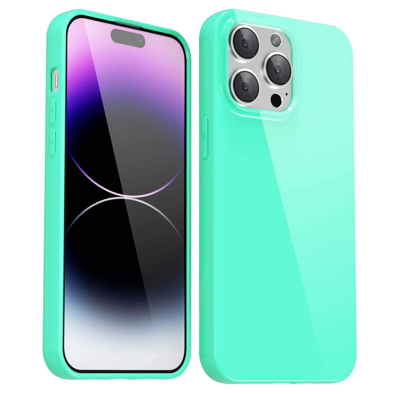 Svanove for iPhone 14 Pro Max Case Silicone, Glossy Soft Rubber Gel Jelly Cute Protective Plastic Simple Plain Phone Case Cover for Women Girl, Slim Thin Flexible Shockproof TPU, Mint Green — image 1