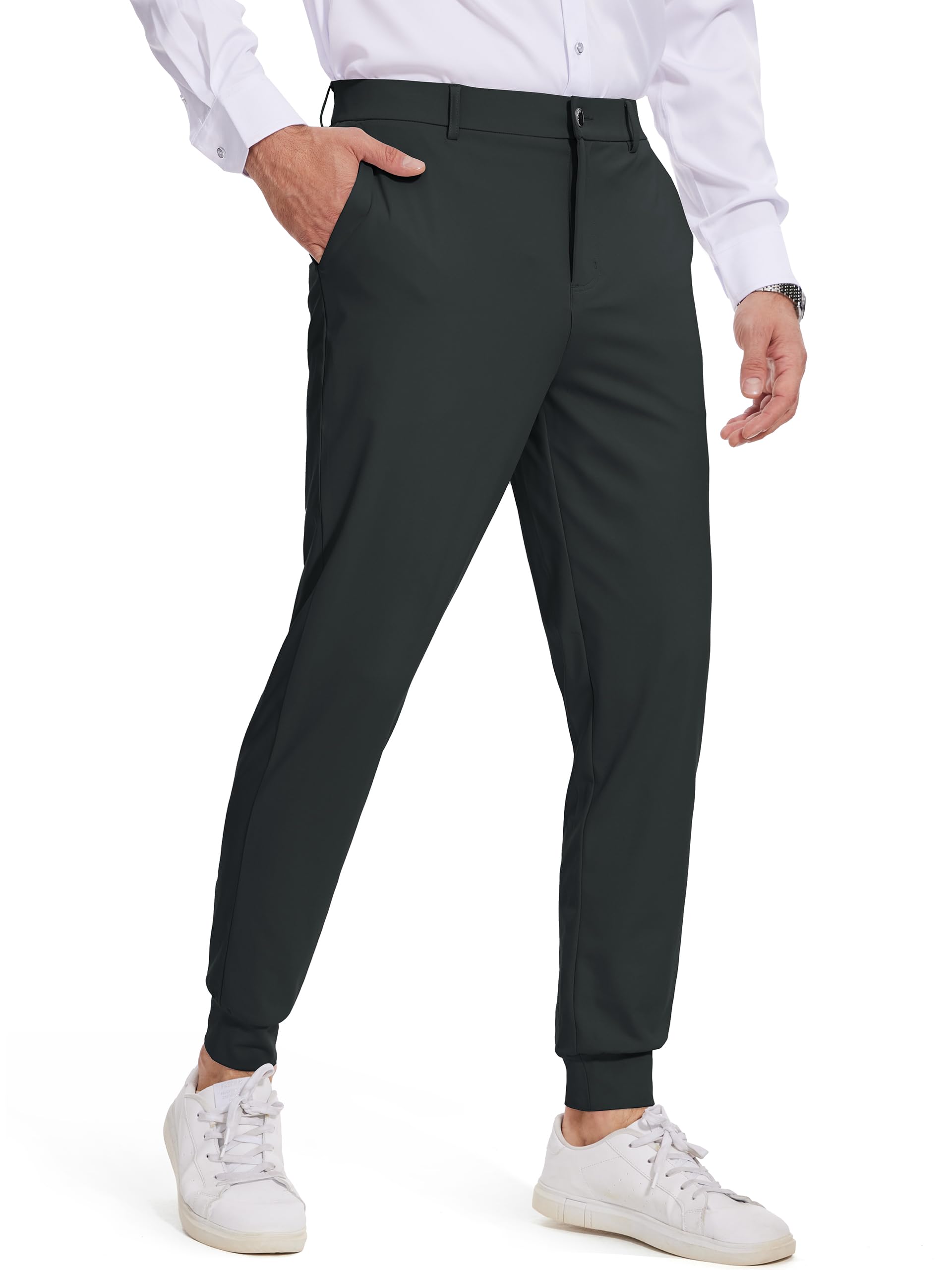 Photo 1 of Tapata Men's Regular 29 Inseam 4-Way Stretch Golf Joggers Slim Fit Regular Tall Athletic Sweatpants Casual Dress Pants, Black, L
