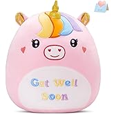 CozyWorld 12’’ Get Well Soon Unicorn Plush Pillow,Get Well Soon Gift for Women Girls Kids Patient,Soft Cute Unicorn Stuffed Animal Feel Better Plush Toy,Sofa Cushion Home Decoration