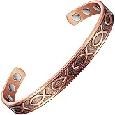 EnerMagiX Copper Bracelets for Women, Adjustable Fish Pattern Vintage Solid Copper Magnetic Bracelet, Copper Jewelry Present(0325Q)