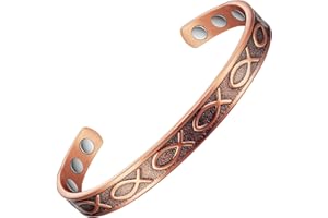 EnerMagiX Copper Bracelets for Women, Adjustable Fish Pattern Vintage Solid Copper Magnetic Bracelet, Copper Jewelry Present（0325Q）