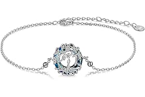 ONEFINITY Tree of Life Anklet Sterling Silver Abalone Shell/Blue Opal/Crystal Tree of Life Ankle Bracelet Tree Jewelry for Women Girls Gifts