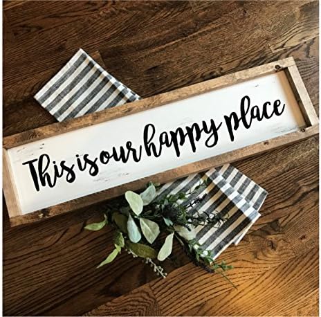 This is our happy place | Hand-painted Over-sized Wooden Sign | Modern Farmhouse Style | Fixer Upper inspired home decor