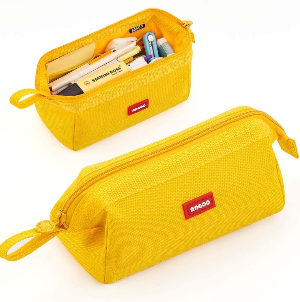 iSuperb Large Pencil Case Boys Pencil Bag Pouch Holder for Girls Portable Office Aesthetic Stationery Makeup Bag for Secondary School Teen Men Women Personalized Pen Bag(Yellow)