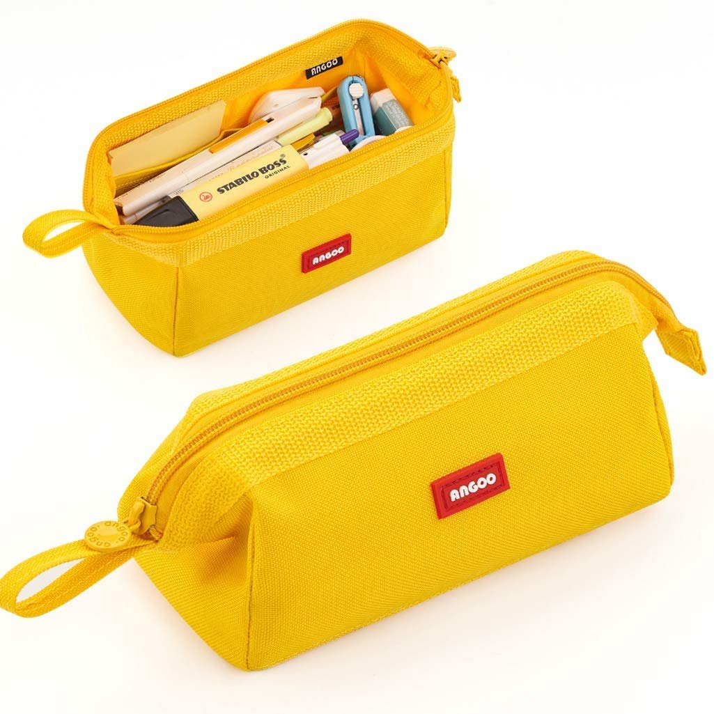 iSuperb Large Pencil Case Boys Pencil Bag Pouch Holder for Girls Portable Office Aesthetic Stationery Makeup Bag for Secondary School Teen Men Women Personalized Pen Bag(Yellow)